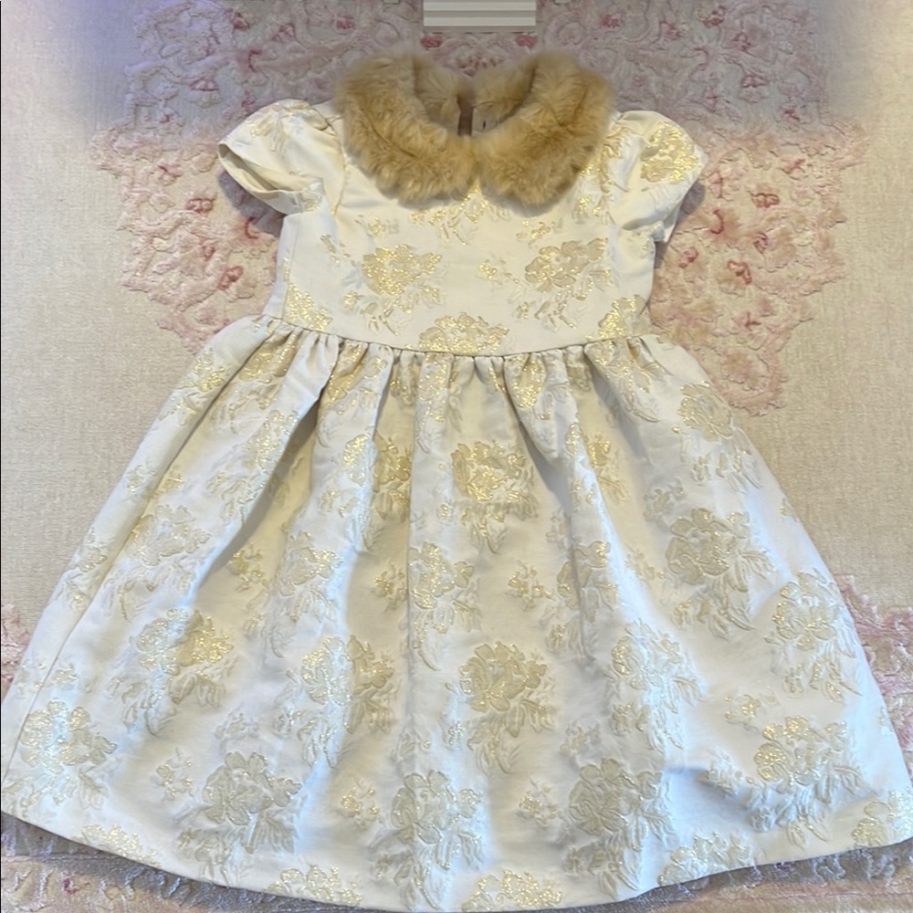 Janie and Jack fur collar holiday dress size 8